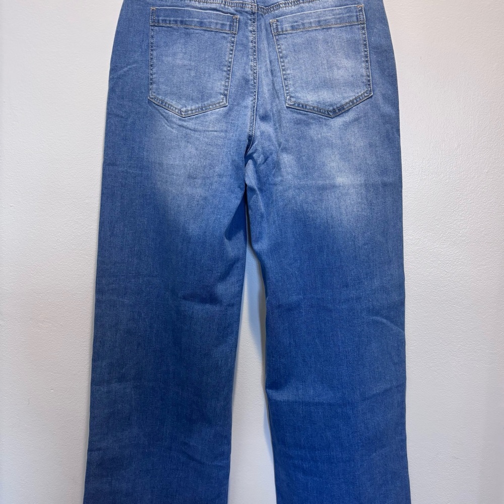 Flamingals Wide Leg Jeans‎ for Women | Mid Waist Baggy Washed Denim Jeans - Picture 3 of 16